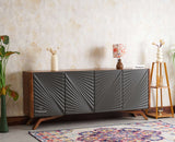 Hebbal Solid Wood Four Doors Sideboard Cabinet Furniselan - Brown/Slate-Grey