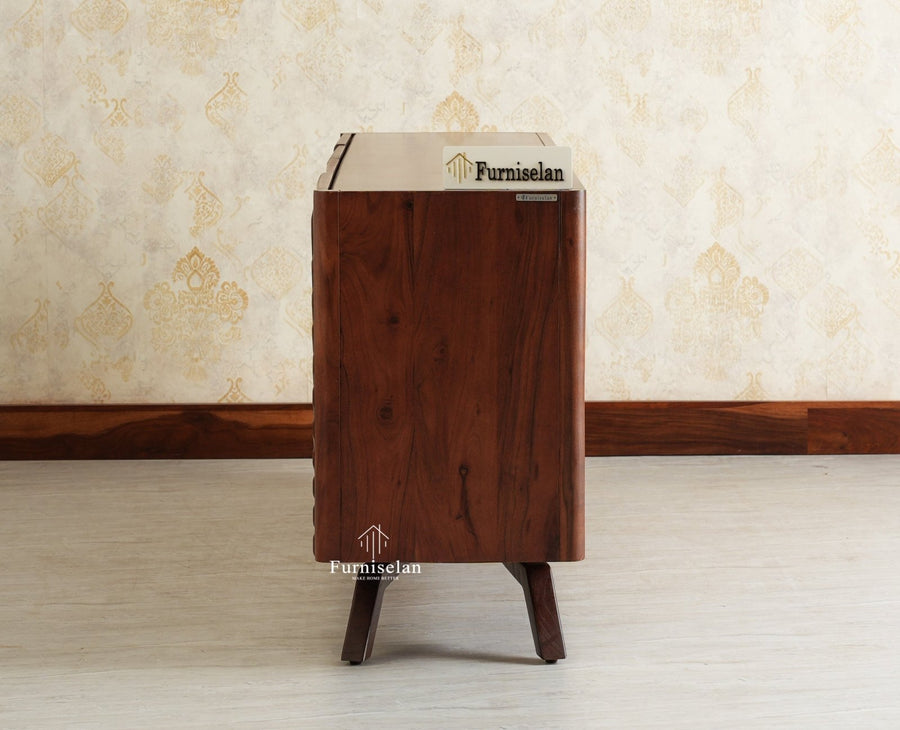 Hebbal Solid Wood Four Doors Sideboard Cabinet Furniselan 
Grey Finish