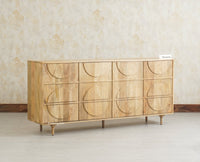 Horniman Circle Solid Wood Large Four Door Sideboard Cabinet Furniselan Natural Finish