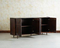 Horniman Circle Solid Wood Large Four Door Sideboard Cabinet Furniselan Grey Finish 
