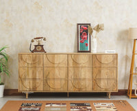 Horniman Circle Solid Wood Large Four Door Sideboard Cabinet Furniselan Natural Finish
