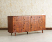 Horniman Circle Solid Wood Large Four Door Sideboard Cabinet Furniselan Brown Finish
