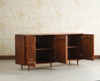 Horniman Circle Solid Wood Large Four Door Sideboard Cabinet Furniselan Brown Finish