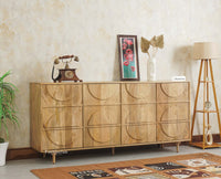Horniman Circle Solid Wood Large Four Door Sideboard Cabinet Furniselan Natural Finish