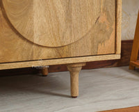 Horniman Circle Solid Wood Large Four Door Sideboard Cabinet Furniselan Natural Finish