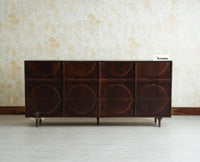 Horniman Circle Solid Wood Large Four Door Sideboard Cabinet Furniselan Grey Finish 