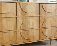 Horniman Circle Solid Wood Large Four Door Sideboard Cabinet Furniselan Natural Finish