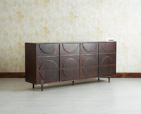 Horniman Circle Solid Wood Large Four Door Sideboard Cabinet Furniselan Grey Finish 