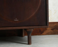 Horniman Circle Solid Wood Large Four Door Sideboard Cabinet Furniselan Grey Finish 