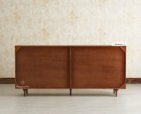 Horniman Circle Solid Wood Large Four Door Sideboard Cabinet Furniselan Brown Finish