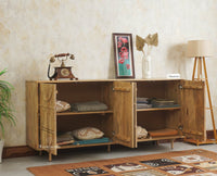 Horniman Circle Solid Wood Large Four Door Sideboard Cabinet Furniselan Natural Finish