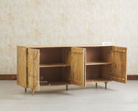 Horniman Circle Solid Wood Large Four Door Sideboard Cabinet Furniselan Natural Finish