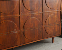Horniman Circle Solid Wood Large Four Door Sideboard Cabinet Furniselan Brown Finish