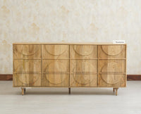 Horniman Circle Solid Wood Large Four Door Sideboard Cabinet Furniselan Natural Finish