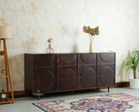Horniman Circle Solid Wood Large Four Door Sideboard Cabinet Furniselan Grey Finish 