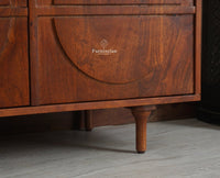 Horniman Circle Solid Wood Large Four Door Sideboard Cabinet Furniselan Brown Finish