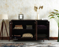Horniman Circle Solid Wood Three Door Sideboard Cabinet Furniselan Grey Finish