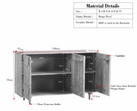 Horniman Circle Solid Wood Three Door Sideboard Cabinet Furniselan Brown Finish