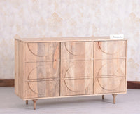 Horniman Circle Solid Wood Three Door Sideboard Cabinet Furniselan Natural Fiinish