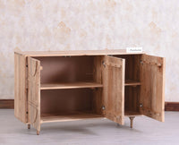 Horniman Circle Solid Wood Three Door Sideboard Cabinet Furniselan Natural Fiinish