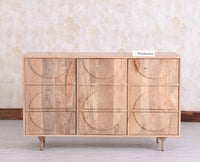 Horniman Circle Solid Wood Three Door Sideboard Cabinet Furniselan Natural Fiinish