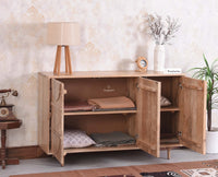 Horniman Circle Solid Wood Three Door Sideboard Cabinet Furniselan Natural Fiinish