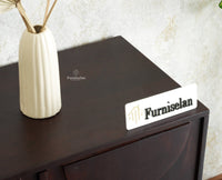 Horniman Circle Solid Wood Three Door Sideboard Cabinet Furniselan Grey Finish