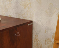 Horniman Circle Solid Wood Three Door Sideboard Cabinet Furniselan Brown Finish