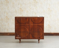 Horniman Circle Solid Wood Two Door Sideboard Cabinet Furniselan Brown Finish