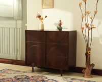 Horniman Circle Solid Wood Two Door Sideboard Cabinet Furniselan-Grey Finish