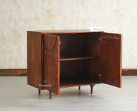 Horniman Circle Solid Wood Two Door Sideboard Cabinet Furniselan Brown Finish