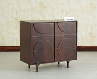 Horniman Circle Solid Wood Two Door Sideboard Cabinet Furniselan-Grey Finish