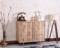 Horniman Circle Solid Wood Two Door Sideboard Cabinet Furniselan Natural Finish