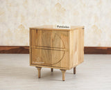 Horniman Circle Wooden One Door Bedside Table Nightstand Natural Finish