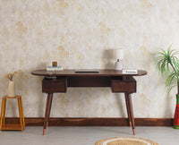 Hosur Solid Mango Wood Two Drawer Study Table - Console Table - Furniselan - Grey-Finish
