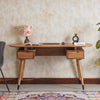 Hosur Solid Mango Wood Two Drawer Study Table - Console Table - Furniselan Natural-Oak-Finish