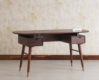 Hosur Solid Mango Wood Two Drawer Study Table With Chair - Study Table - Furniselan - Grey-Finish
