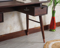 Hosur Solid Mango Wood Two Drawer Study Table With Chair - Study Table - Furniselan - Grey-Finish