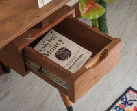 Hosur Solid Mango Wood Two Drawer Study Table With Chair - Study Table - Furniselan - Natural-Oak-Finish