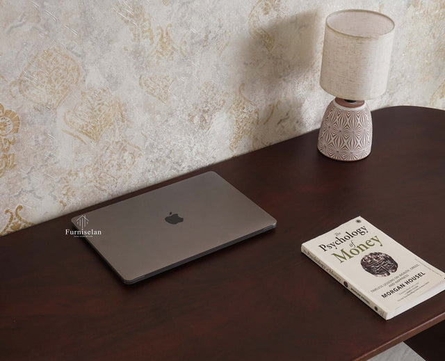 Hosur Solid Mango Wood Two Drawer Study Table With Chair - Study Table - Furniselan - Grey-Finish