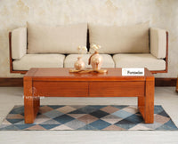 Ibiza Modern Coffee Table Two Drawers Brown Finish
