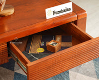 Ibiza Modern Coffee Table Two Drawers Brown Finish