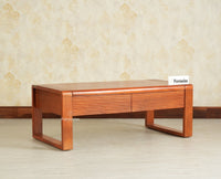 Ibiza Modern Coffee Table Two Drawers Brown Finish