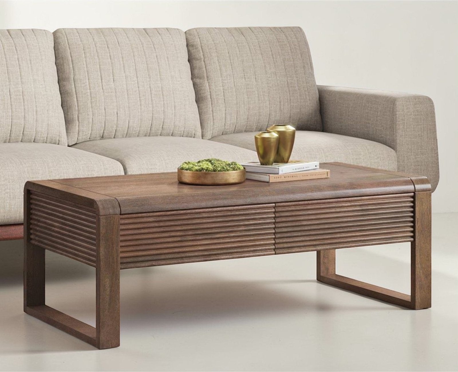 Ibiza Modern Coffee Table Two Drawers Furniselan Grey Finish