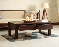 Ibiza Modern Coffee Table Two Drawers Grey Finish