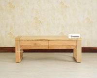 Ibiza Modern Coffee Table Two Drawers Natural Finish
