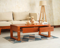 Ibiza Modern Coffee Table Two Drawers Brown Finish