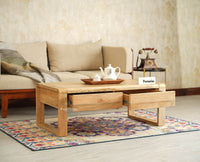 Ibiza Modern Coffee Table Two Drawers Natural Finish