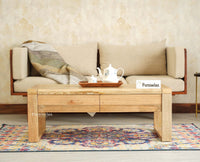 Ibiza Modern Coffee Table Two Drawers Natural Finish