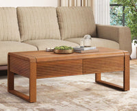 Ibiza Modern Coffee Table Two Drawers Furniselan Light Brown Finish
